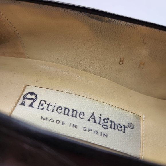 Vintage Etienne Aigner Marietta Black Leather 3" Pump Heels Size 8 Made in Spain - Picture 9 of 10